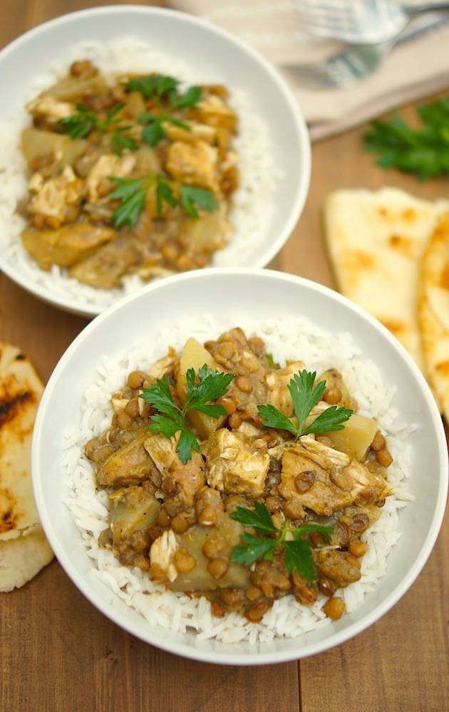 Slow-Cooker Curried Chicken, Potatoes + Lentils