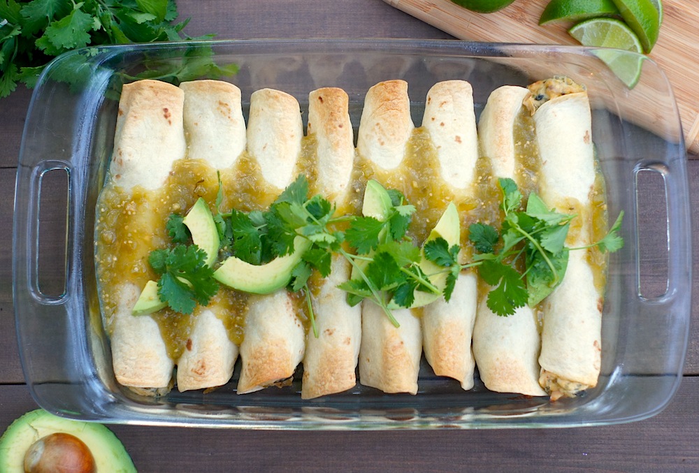 Chicken, Spinach + Pepper Jack Cheese Enchiladas