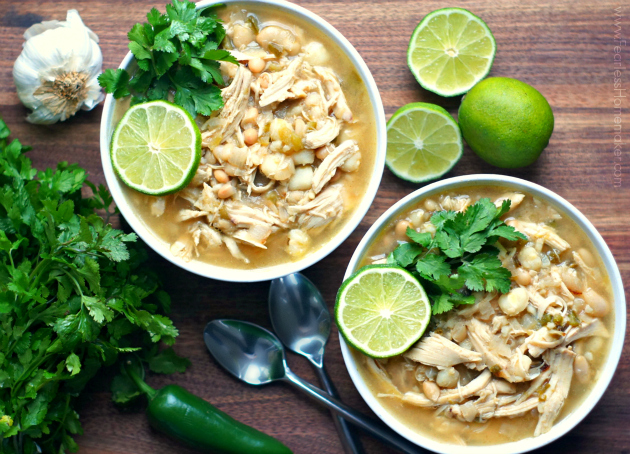 Slow-Cooker Chicken, White Bean, + Hominy Chili | www.FearlessHomemaker.com